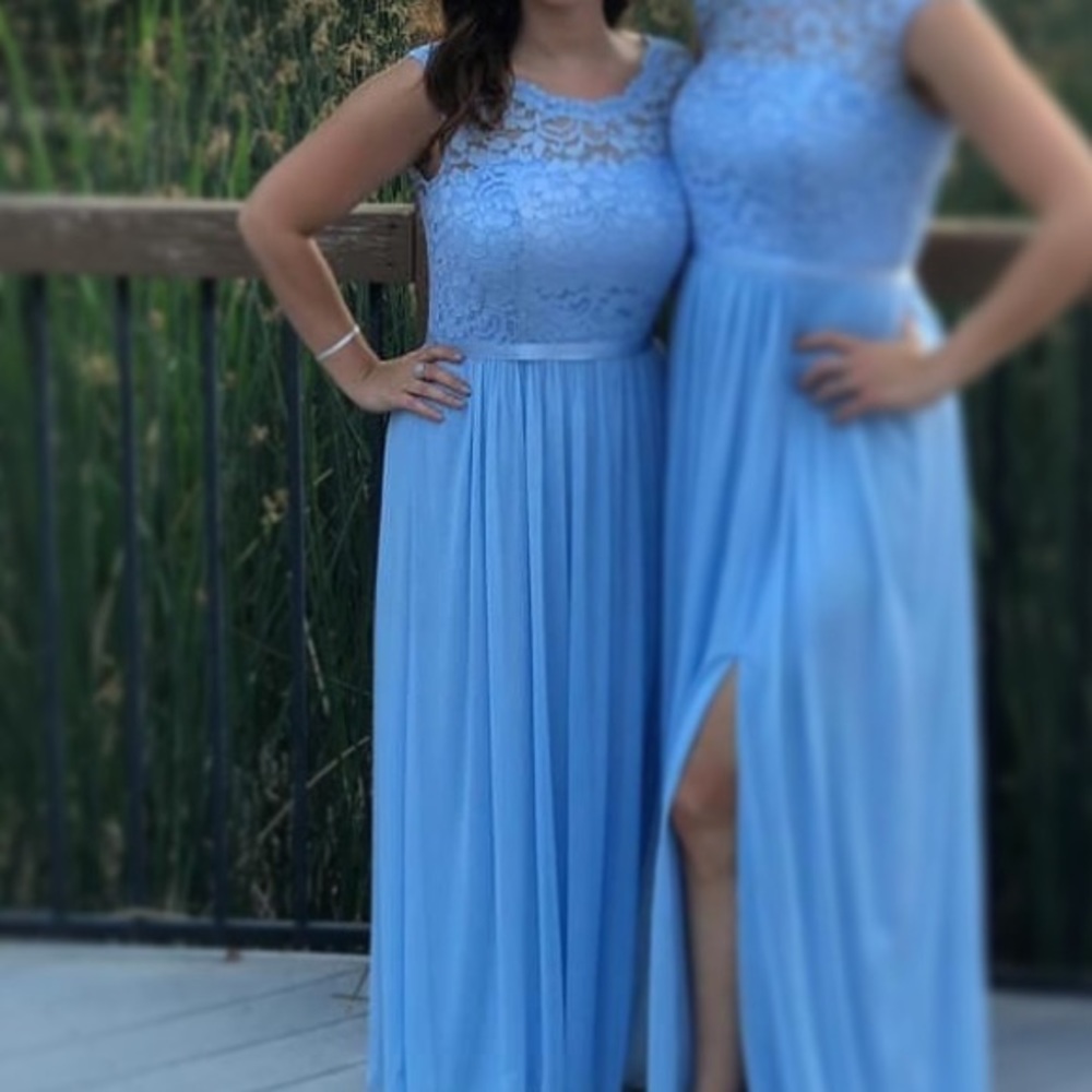 Long Bridesmaid Dress with Lace Bodice